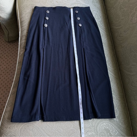 NWT Anthropologie Maeve Navy Dual Split Button MIDI Skirt Size 16 - Picture 9 of 14